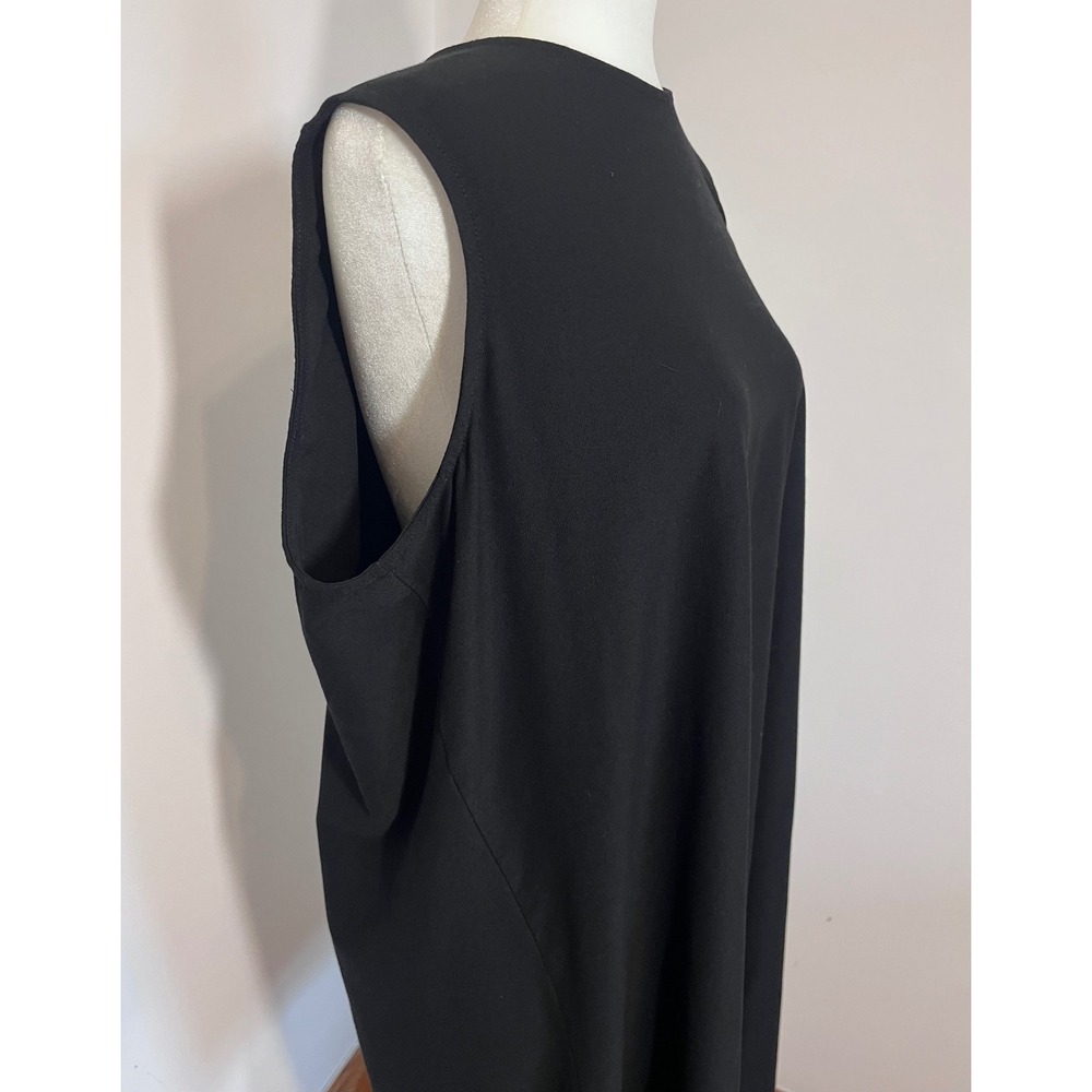Eileen Fisher Sleeveless Shift Dress Womens 1X Black Minimalist Crepe
